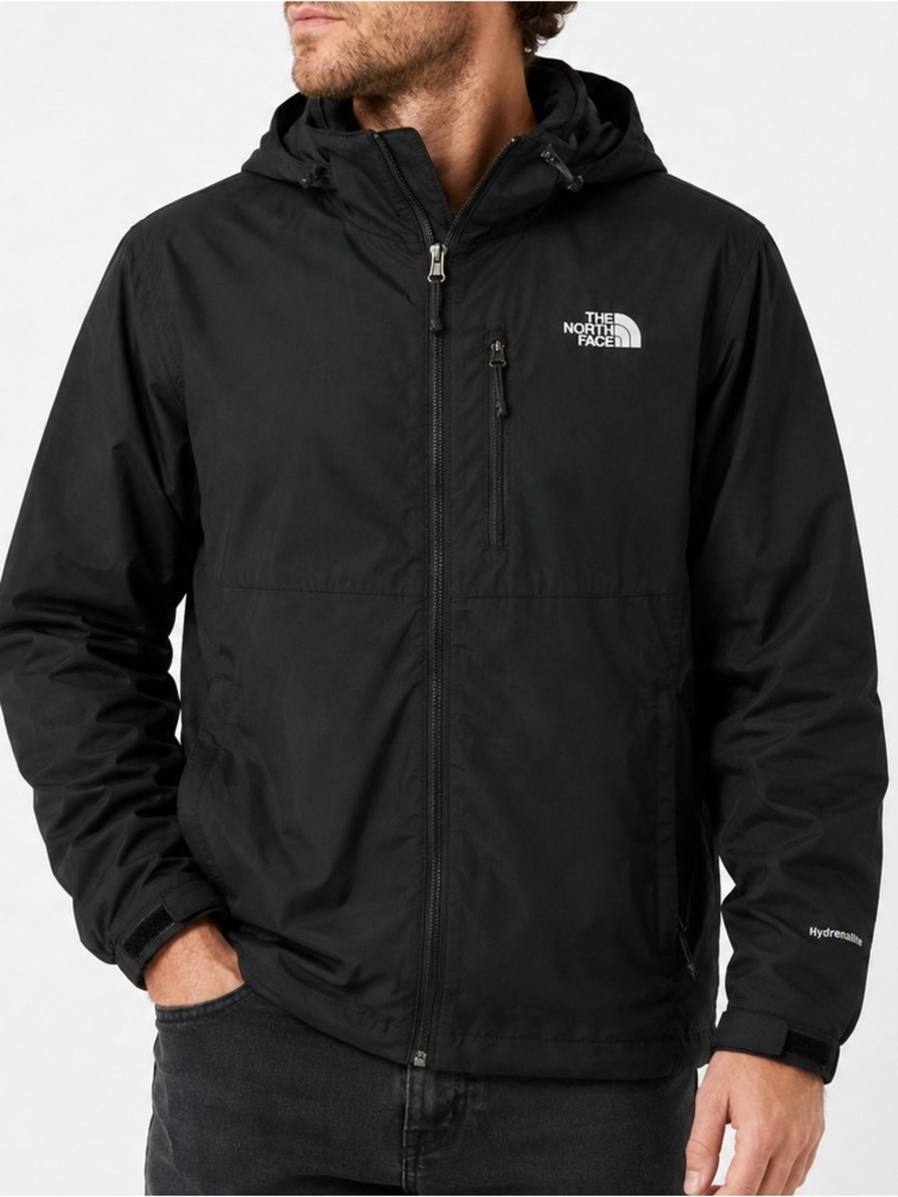The North Face Men’s Medium HyVent Black Hooded Rain Jacket Windbreaker
